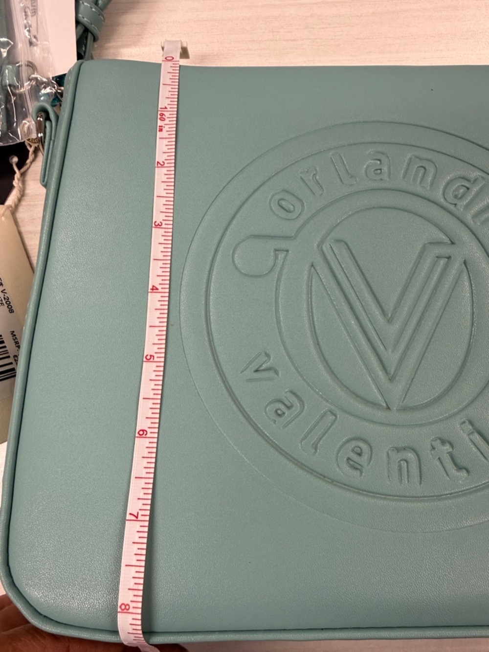 Valentino Orlandi Mint Green Embossed Logo Shoulder Bag - Picture 6 of 10